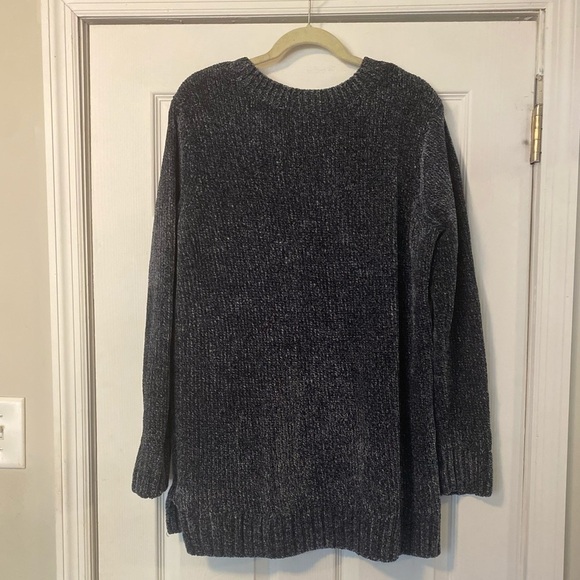 ORVIS Chenille Marbled Navy Crewneck Pullover Sweater - Picture 6 of 8